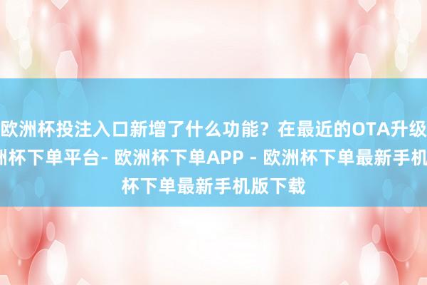 欧洲杯投注入口新增了什么功能？在最近的OTA升级中-欧洲杯下单平台- 欧洲杯下单APP - 欧洲杯下单最新手机版下载