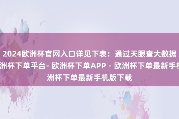 2024欧洲杯官网入口详见下表：通过天眼查大数据分析-欧洲杯下单平台- 欧洲杯下单APP - 欧洲杯下单最新手机版下载