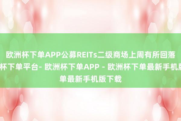 欧洲杯下单APP公募REITs二级商场上周有所回落-欧洲杯下单平台- 欧洲杯下单APP - 欧洲杯下单最新手机版下载